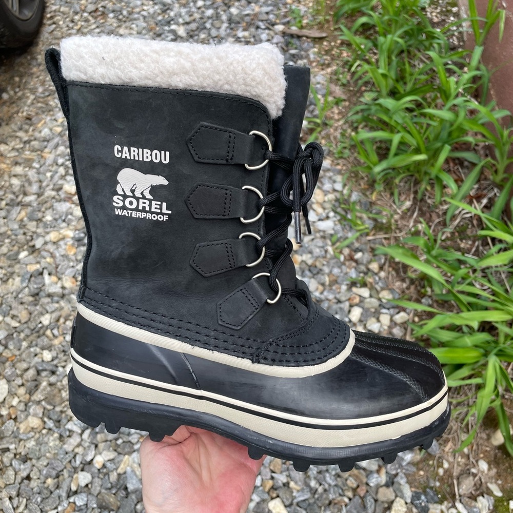 Sorel Caribou Black Waterproof Winter Boots Size 9